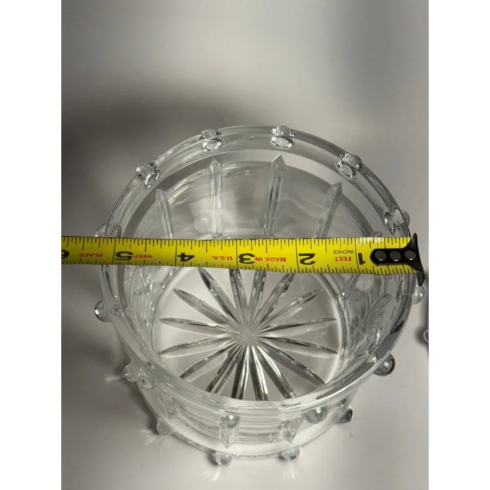 Vintage lead‎ Crystal Drum Shape Candy/Cookie Jar heavy very nice !